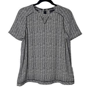 Scotch & Soda Women's Round Neck Short Sleeve Top Blouse Black Tan Sz L